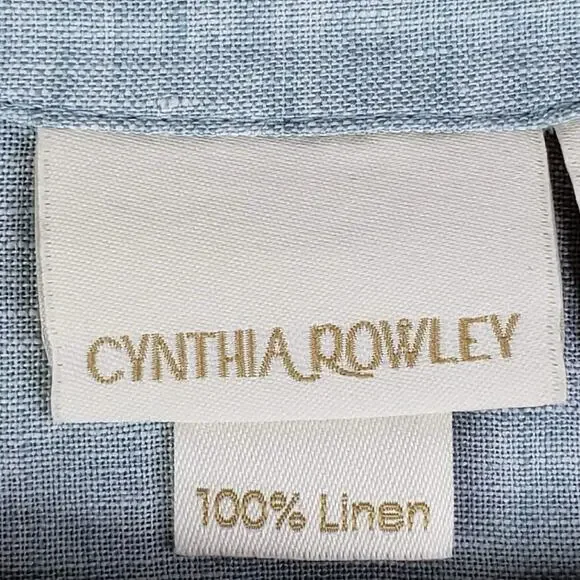 Cynthia Rowley Tunic Shirt Popover Women’s Size Large L Blue Teal Linen Button - Picture 5 of 8